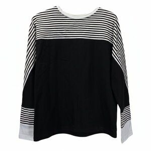 New Black & White Stripe Long Sleeve Shirt – Size Small